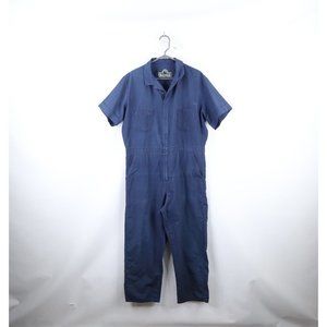 Vintage 90s Streetwear 2XL Thrashed Short Sleeve Mechanic Coveralls Blue USA